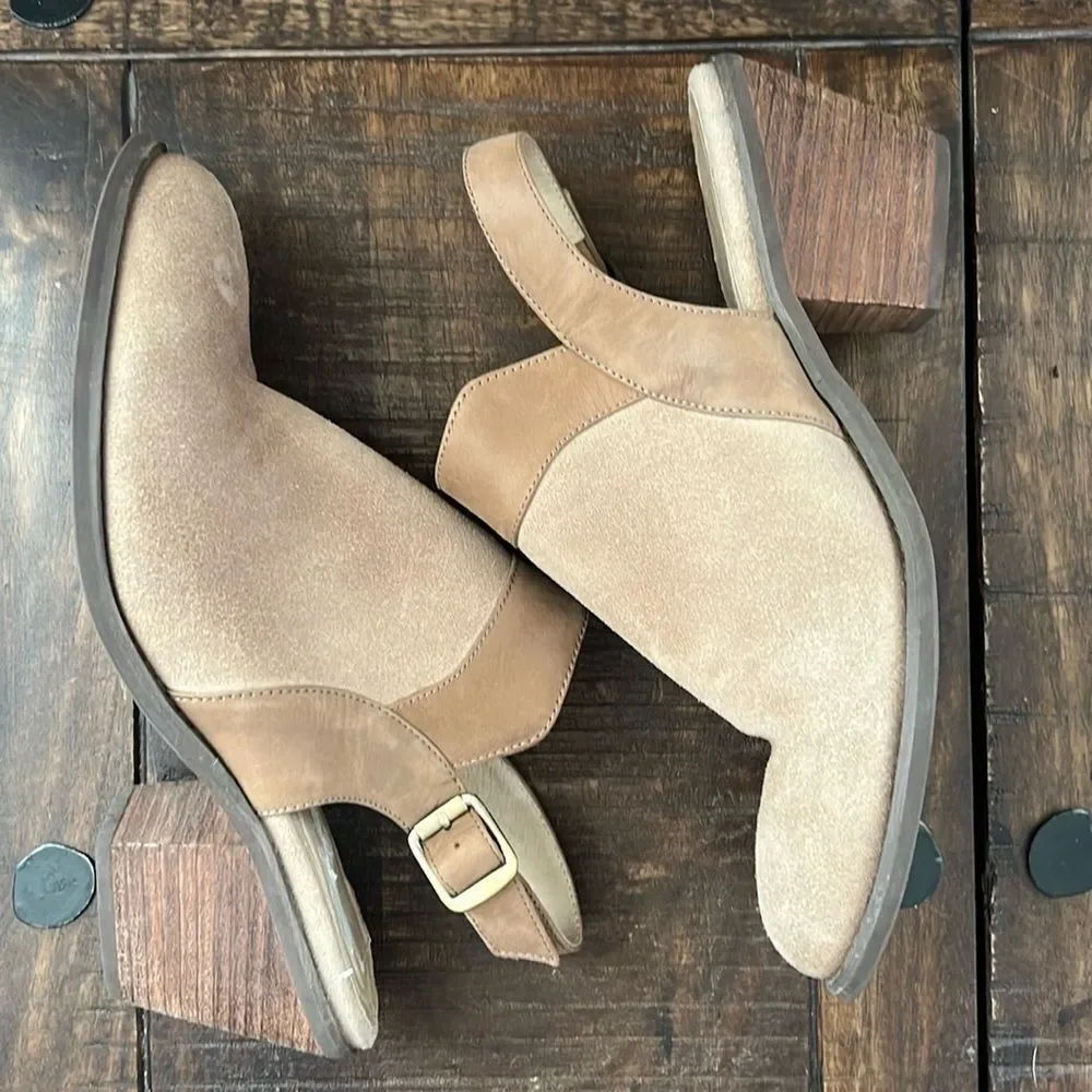 Chocolate Blu Abis Leather Cut Out Boot Slingback‎ Size 8
